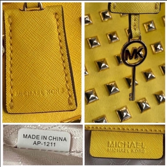 Michael Kors Pyramid Studded Citrus Hamilton Bag Large Tote  Statement Piece NWT - Picture 17 of 17